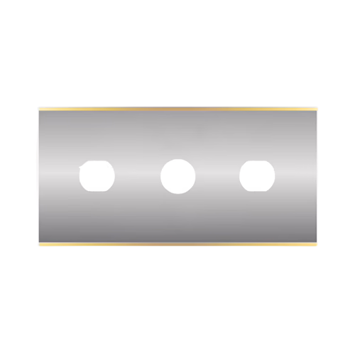 XK-R4301 – Industrial Razor Blade | 3-Hole Double Edge | Carbon Steel | TiN Coated | 43 × 22 × 0.30 mm