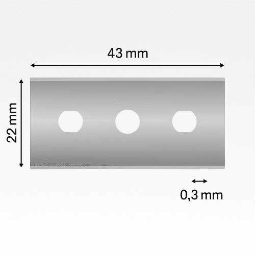 XK-R130R Industrial Razor Blade – 3-Hole | Double Edge | Recycled Tungsten Carbide | 43 x 22 x 0.30 mm