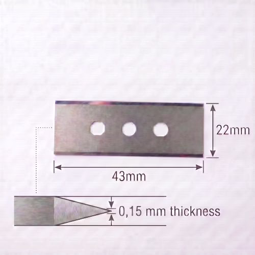 XK-R150 3-hole double-edge industrial razor blade, tungsten carbide, 43 x 22 x 0.15 mm