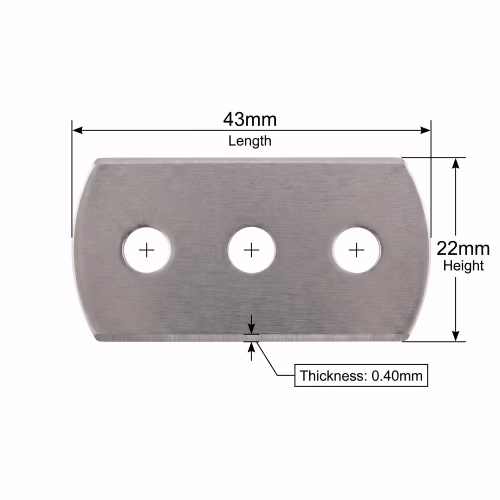 XK-R140RC Industrial razor Blade | Double Edge | Tungsten Carbide | 43 x 22 x 0.40 mm | Round Corners - Image 2